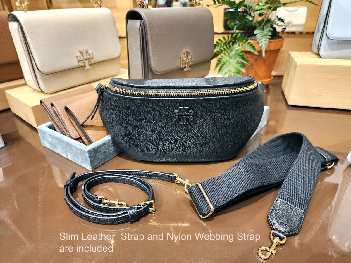 Latest New Tory Burch Thea Black Pebbled Leather Belt Bag 165917