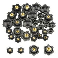 WMYCONGCONG 32 PCS Star Knob Black Nylon Screw-On Type Threaded Knob Nuts Sta...