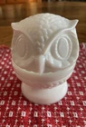 Vintage 1969 FENTON  Milk Glass Wise Owl Decision Maker Ring Holder