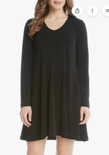 Karen Kane Women's Taylor Long Sleeved Short Dress, Black, XL