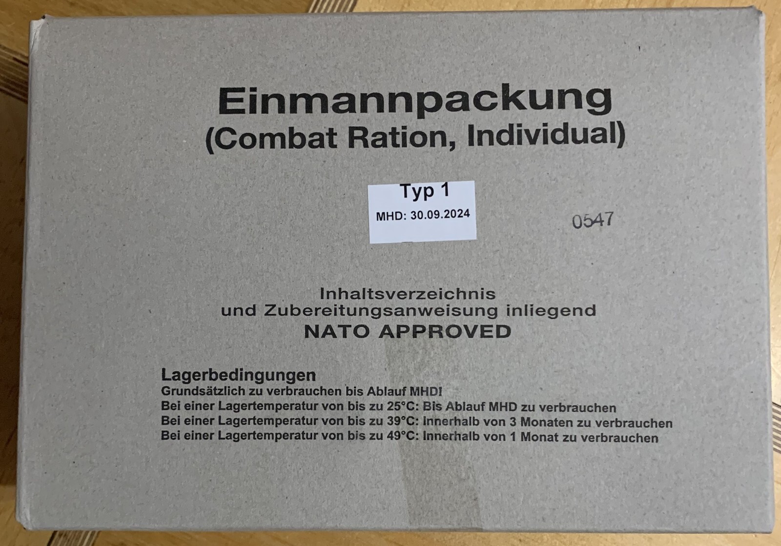Epa Einmannpackung Mre Der Deutschen Bundeswehr Typ 1 Mhd 09-2024