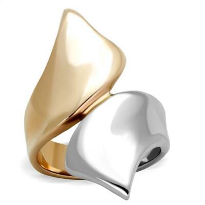 Damen Rosegold Ring Band 14kt Edelstahl bicolor ohne Stein gestempelt 1793