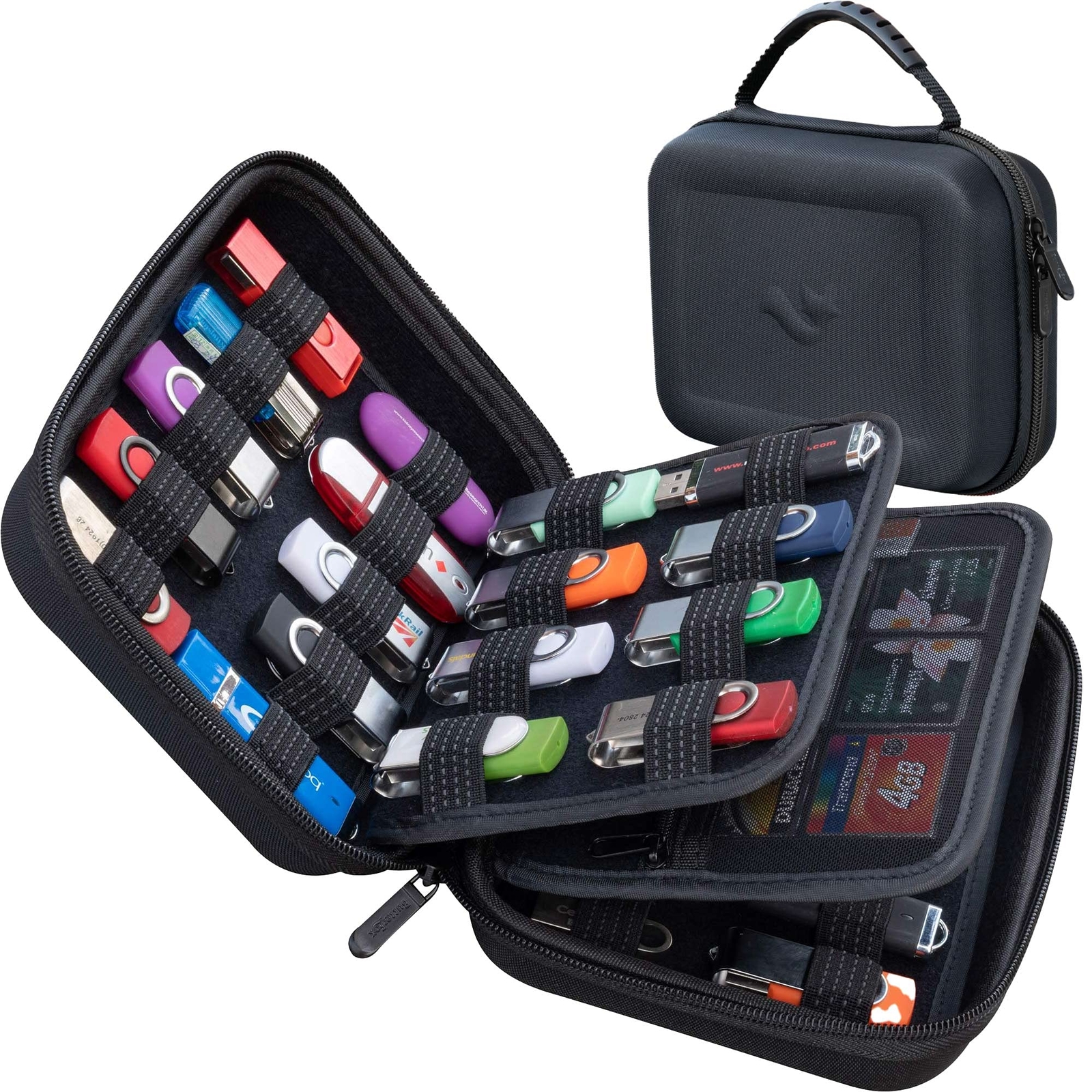 USB Flash Drive Case Organizer 36 Slots Thumb Drive Memory SD Card Holder-image