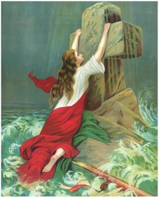 Rock of Ages Hold On My Child Art Print 8x10 inch Comfort Refuge Picture Gift #A