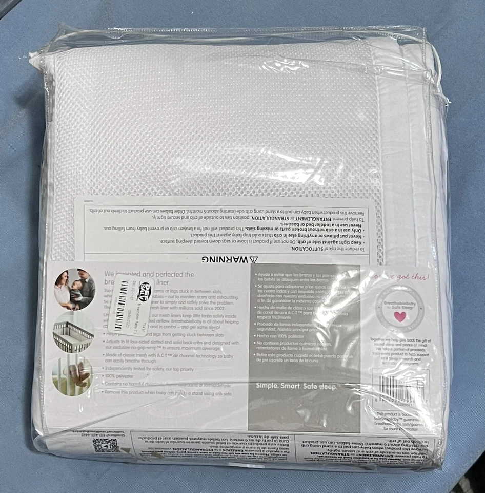 Forro de cuna de malla blanca transpirable para bebé - Cunas pizarras de 4 lados o cunas de espalda lisa Foto 2 de 3