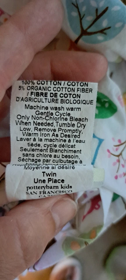 Edredom Pottery Barn Kids BROOKE OWLS 100% algodão orgânico tamanho duplo excelente estado - Imagem 4 de 4