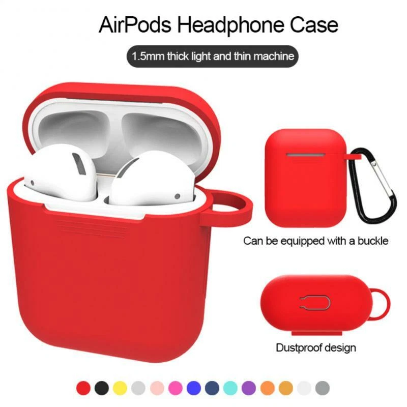 AirPods Silicone Case + Keychain Protective Cover Skin For AirPod 2 / 1 Case - Image 4 of 4