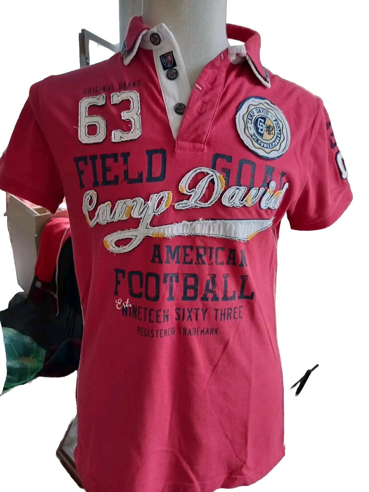 Camp David International American Championship Football Shirt Mens Red Size M