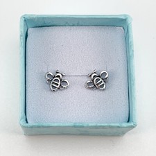 antiqued sterling silver bumble bees girls stud push back earrings gift for her