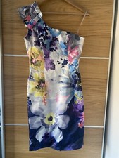 Coast One Shoulder Satin Womens Floral Print Evening Party Pencil Dress Size 12