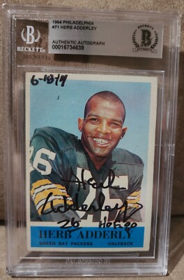 1964 PHILADELPHIA #71 HERB ADDERLEY SIGNED RC HOF BECKETT BAS AUTO w/ HOF 80