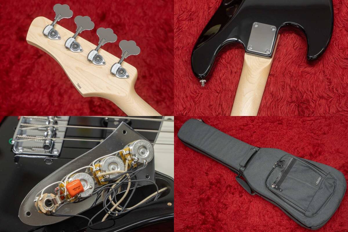 Electric Bass Guitar Three Dots JB BLK/R Black Color with