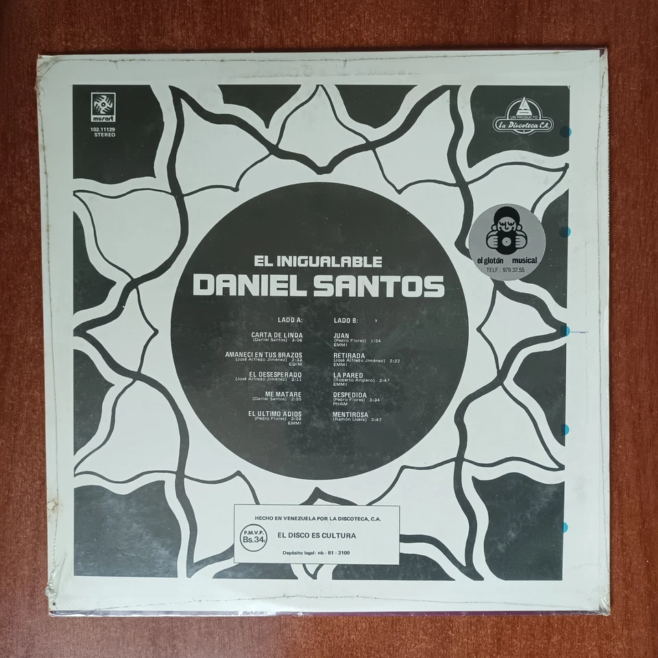 Daniel Santos ‎– El Inigualable [1981] Vinyl LP Latin Bolero Musart - Image 2 of 2