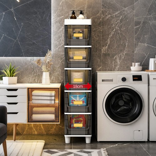 Narrow Toilet Drawer 4/5 Tier Bathroom Crevice Cabinet Restroom Storage Cabinet - Picture 6 of 18