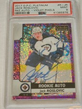 2017 OPC Platinum Jack Roslovic Violet Pixels Rookie RC Auto PSA 9 O Pee Chee