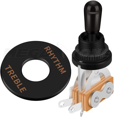 NEW BLACK 3-Way Toggle Switch w/Switch Plate for Gibson/Epiphone Les Paul Guitar