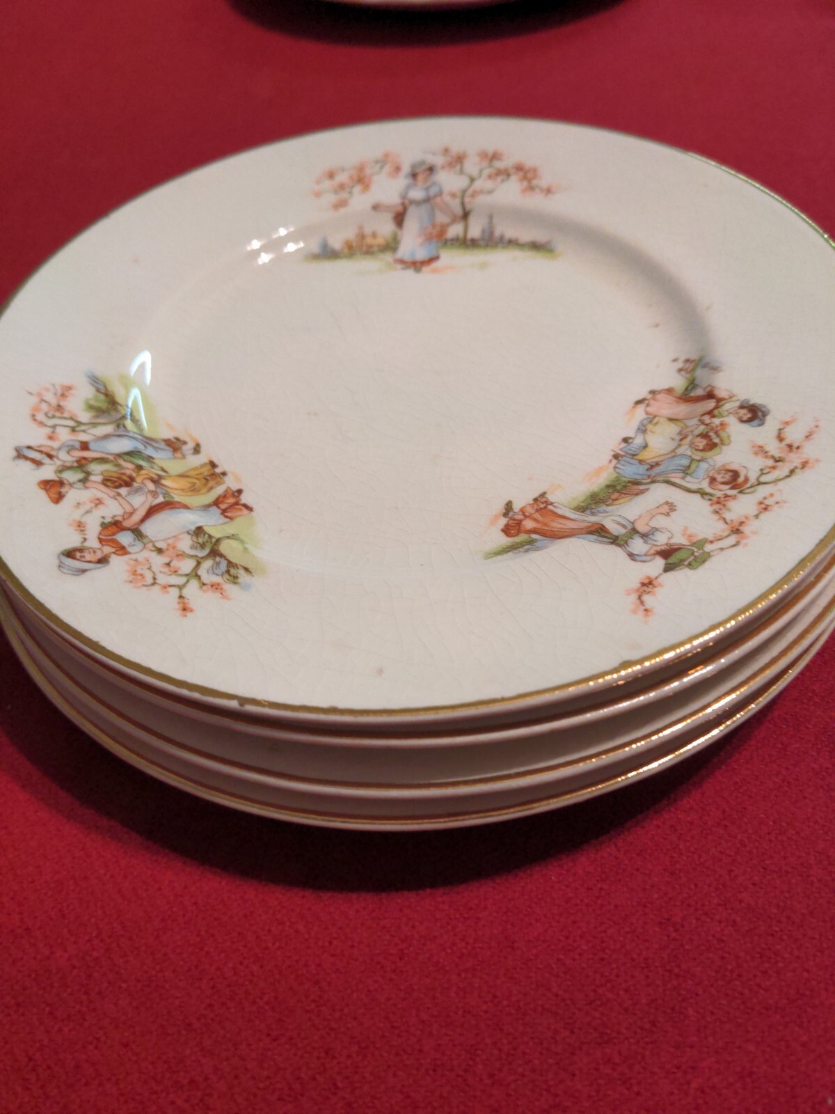 Antique K T & K China Karen Greenaway Child's China Set of 4 Small