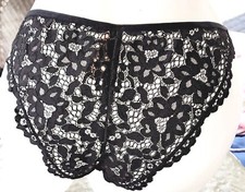 Victorias secret Rare Vintage M Floral Lace Bikini Panty Black Body By Victoria