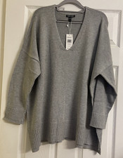 NWT 198 Eileen Fisher Dark Pearl V Neck Box-Top 1X 2X 3X