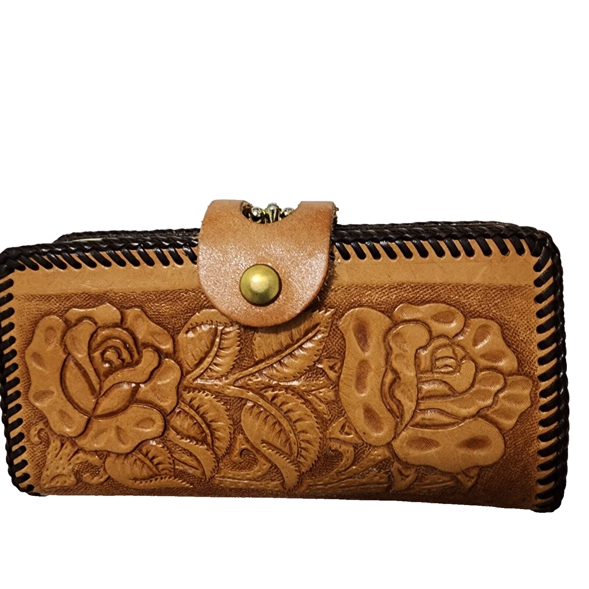 Western Cowgirl Hand Made Leather Wallet Hand Tooled Flower  display picture 1