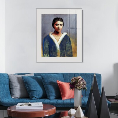 Framed Wall Art 1923 Portrait de femme au col d'hermine (Olga) by Pablo Picasso
