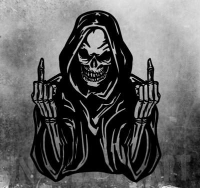 Auto-Aufkleber 'Totenkopf Mit Mittelfinger' – Auffällig, Witterungsbeständig & Einfach Anzubringen
