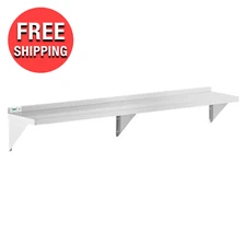 Commercial Kitchen 12" x 84" Stainless Steel Wall Shelf 340 lb. Capacity Shelve