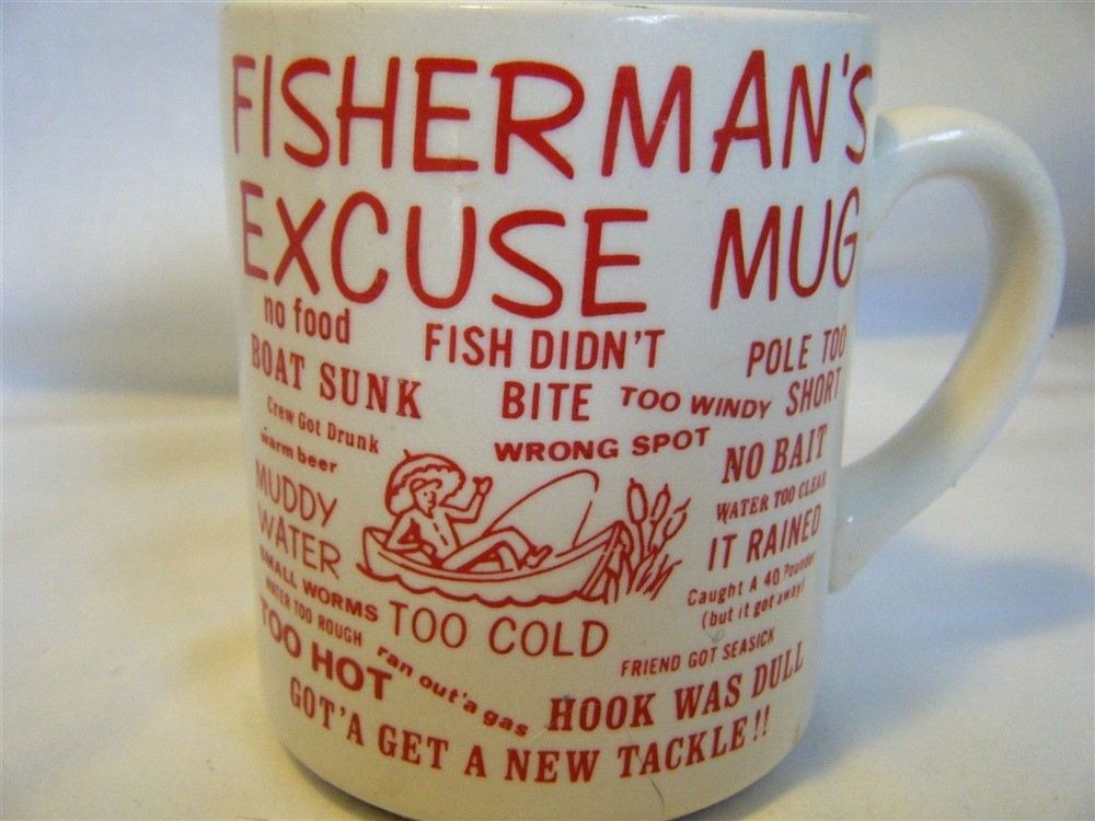 Tasse à Café Fisherman's Excuse – 3,25 Cl – Neuf – Mug Rigolo Pêcheur