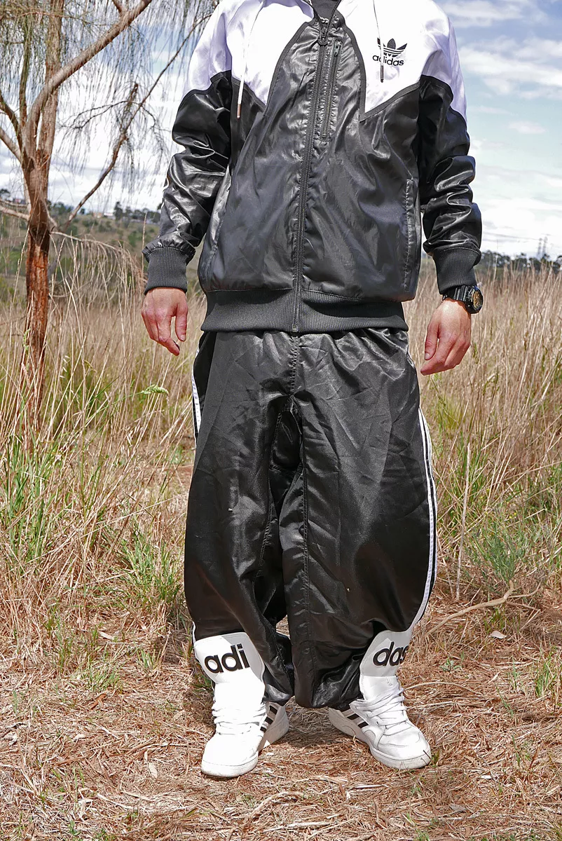 ☆—Adidas—Shiny—Nylon—Tracksuit—Pants—Unlined—Bottoms—Cal Surf