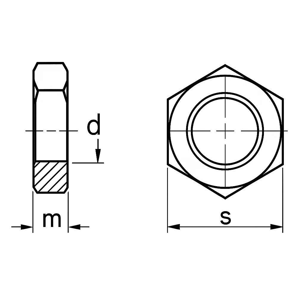 Hexagon Thin Nut Diagram