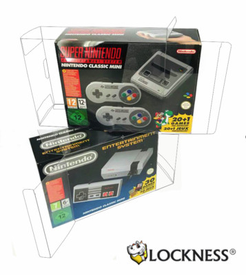 4x PET Box Schutzhülle / Protektor/ Case f. Nintendo NES Mini & SNES Classic NEU