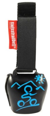 swisstrailbell  Deep Black mit blauem Mountainbiker, Trailbell, Bear Bell