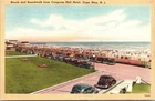 Postcard NJ Cape May Beach & Boardwalk from Congress Hall Hotel LINEN 1950 V210