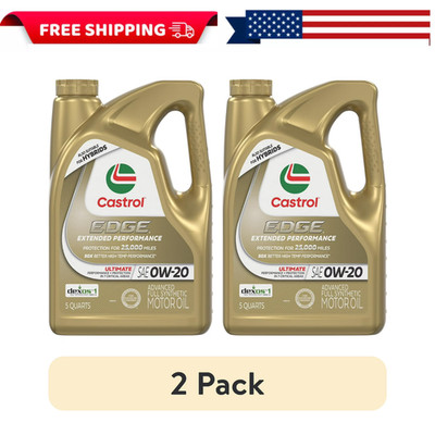 (2 pack) Castrol EDGE 0W20 Full Synthetic Motor Oil Extended Performance 5Qt