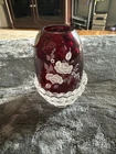 Fenton Ruby Red Hand Painted Floral Fairy Lamp - SIGNED