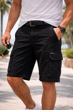 Pantalones Cortos Kenneth Cole Reaction Para Hombre’s 32 Negros Elastizados Carga Exterior Utilidad Nuevo con Etiquetas
