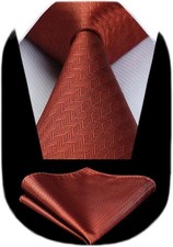 Orange Ties for Men Burnt Orange Tie and Pocket Square Set Rust Mens Silk Weddin