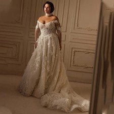 Fairytale Long Sleeves Wedding Dress Lace up A-line Pleat Appliques Scoop Neck