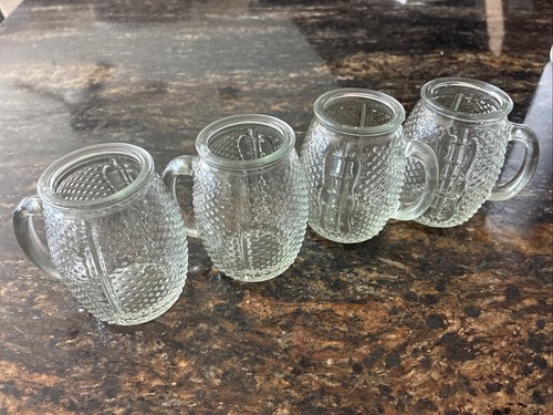 Set of 4 Football Shot Glasses Vintage 3 Inch tall,  4 Ounce glasses