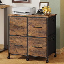Rustic 4 Drawer Mobile File Cabinet  Printer Stand for Home Office Storage