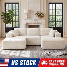 109" Boneless Cloud Sectional Couch U Shaped Modular Corduroy Sofa Living Room