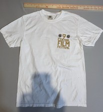 Juniors White T-shirt Vintage 9 Central Film Festival Size Small Made In USA