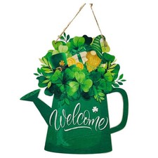 St patricks Day Decorations Indoor, Hanging Shamrock Wreath Door Sign, Wooden