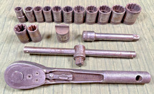 Vintage Craftsman Circle H 17 Pc. 12 Drive Socket Ratchet Breaker Set