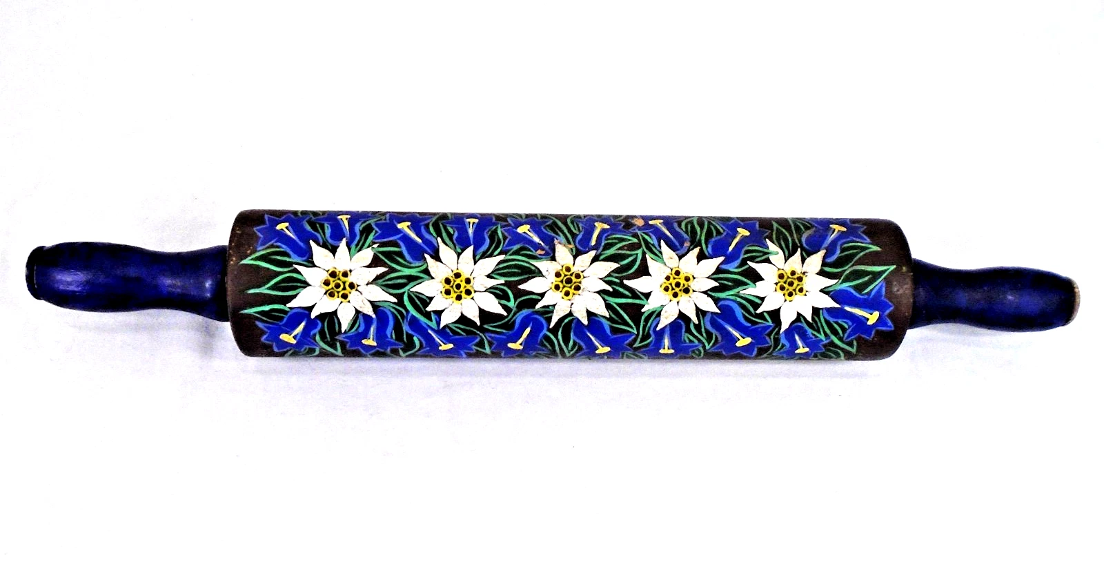 Vintage Hand Painted Wooden Rolling Pin 17.5 x 2.5" For Decorative Use Only