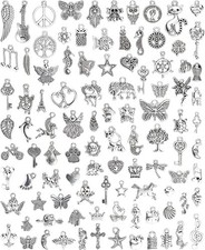 100PCS Tibetan Silver Charms for Jewelry Making DIY Necklace Bracelet