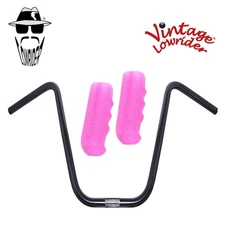 Original Lowrider 13" 22.2 D Handlebar Black Custom 120mm Grips Sparkle/Pink
