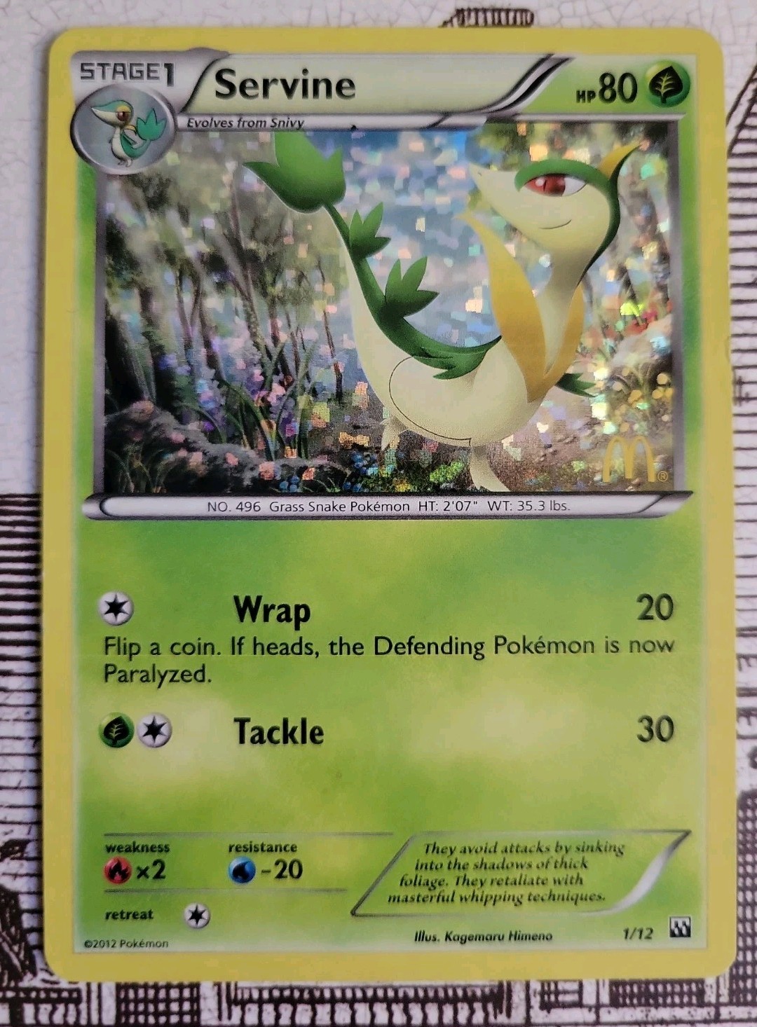 Pokemon Servine McDonalds Holo Promo 1/12 - LP ~See descript *Free Shipping*