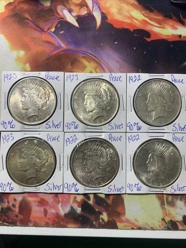 Peace Dollar Lot of 6 90% Silver