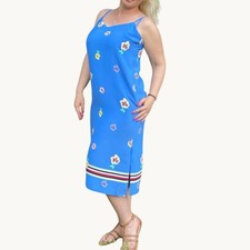 Tommy Hilfiger Dress Womens Size S Blue Sleeveless Tank Maxi Floral Beach Lined